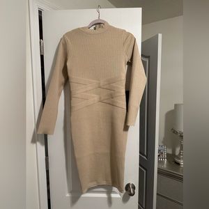 Beautiful form fitted gold sparkle sweater dress